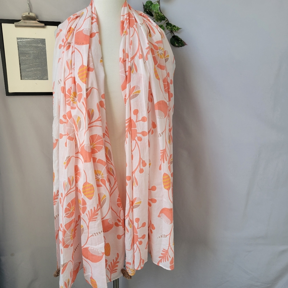 Serena & Lily Floral Tassel Throw Scarf‎ 45.5" x 80"